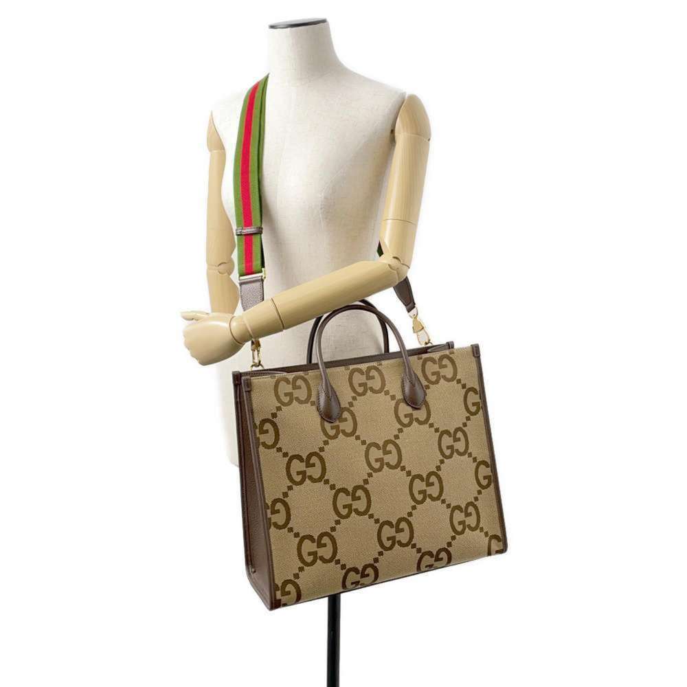 Gucci Tote Bag Jumbo GG Canvas Leather 678839 GUCCI 2way Shoulder Handbag - Picture 5 of 16